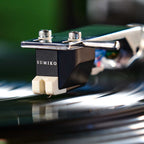 Sumiko Rainier MM phono cartridge mounted on Technics 1200 turntable, showcasing turntable cartridge and stylus.
