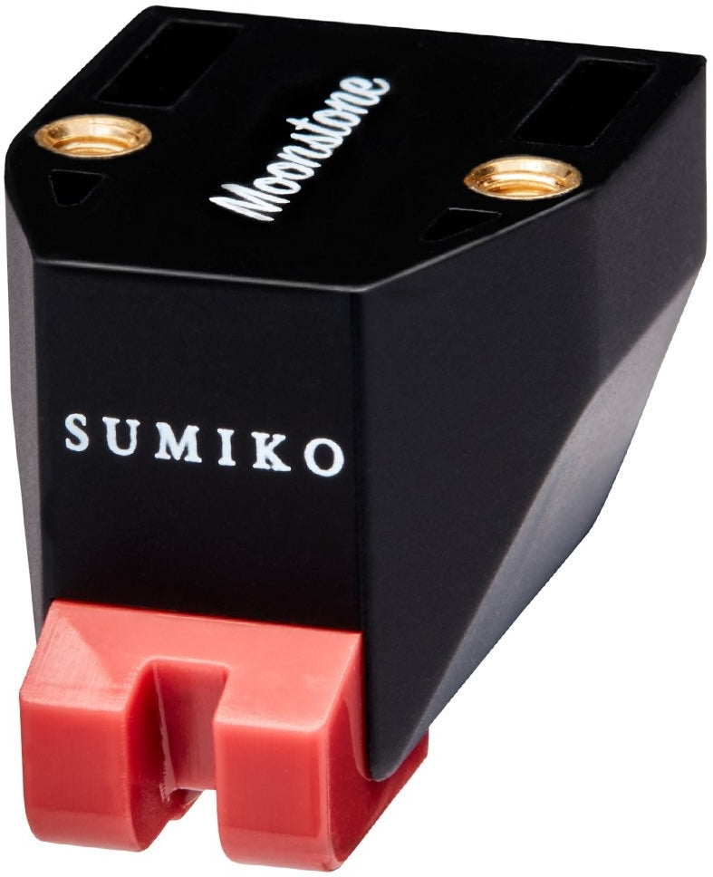 Sumiko Moonstone MM phono stylus for turntables, showing the stylus tip and cartridge in close-up detail.