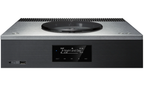 Technics SA-C600 stereo amplifier with front panel controls and display, showcasing sleek black design and modern audio equipment features.