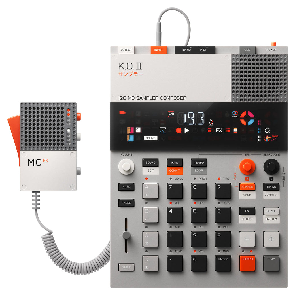 Teenage Engineering EP-2350 FX MIC connected to an EP-133 K.O. II sampler, sold separately