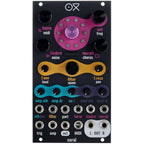 OXI Instruments Coral semi-modular synthesizer with colorful patch cables and control knobs, showcasing its versatile electronic music interface.