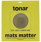 Tonar cork and rubber slipmat for turntables, designed for optimal record grip and sound quality, with a cork and rubber surface.