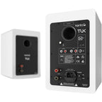 White Kanto Audio TUK wireless speakers with sleek design, featuring dual speaker units and modern finish for quality sound.