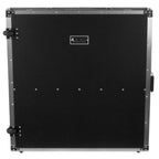 Silver UDG Ultimate Fold Out DJ Table MK2 Plus with wheels, showcasing a sleek, portable design for DJs.