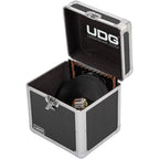 UDG Ultimate Record Case for 80 vinyl records in silver, durable DJ record case with sturdy handle and secure latches.