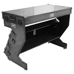 UDG Ultimate Flight Case Portable Z-Style DJ Table Black Plus (Wheels) DJ table flight case, side view