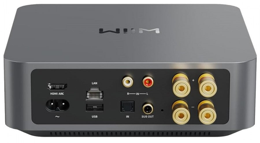 WiiM AMP stereo music streamer with WiFi, Bluetooth, AirPlay 2, Chromecast, 2x100W output, grey color, TPA3255 Class-D amplifier