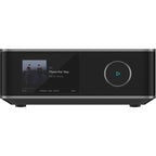WiiM Amp Ultra stereo amplifier with sleek design and multiple input ports, delivering premium audio performance.