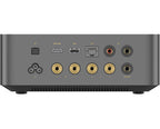 WiiM Amp Ultra stereo amplifier in space grey, showcasing all-in-one audio system with modern design and multiple input options.
