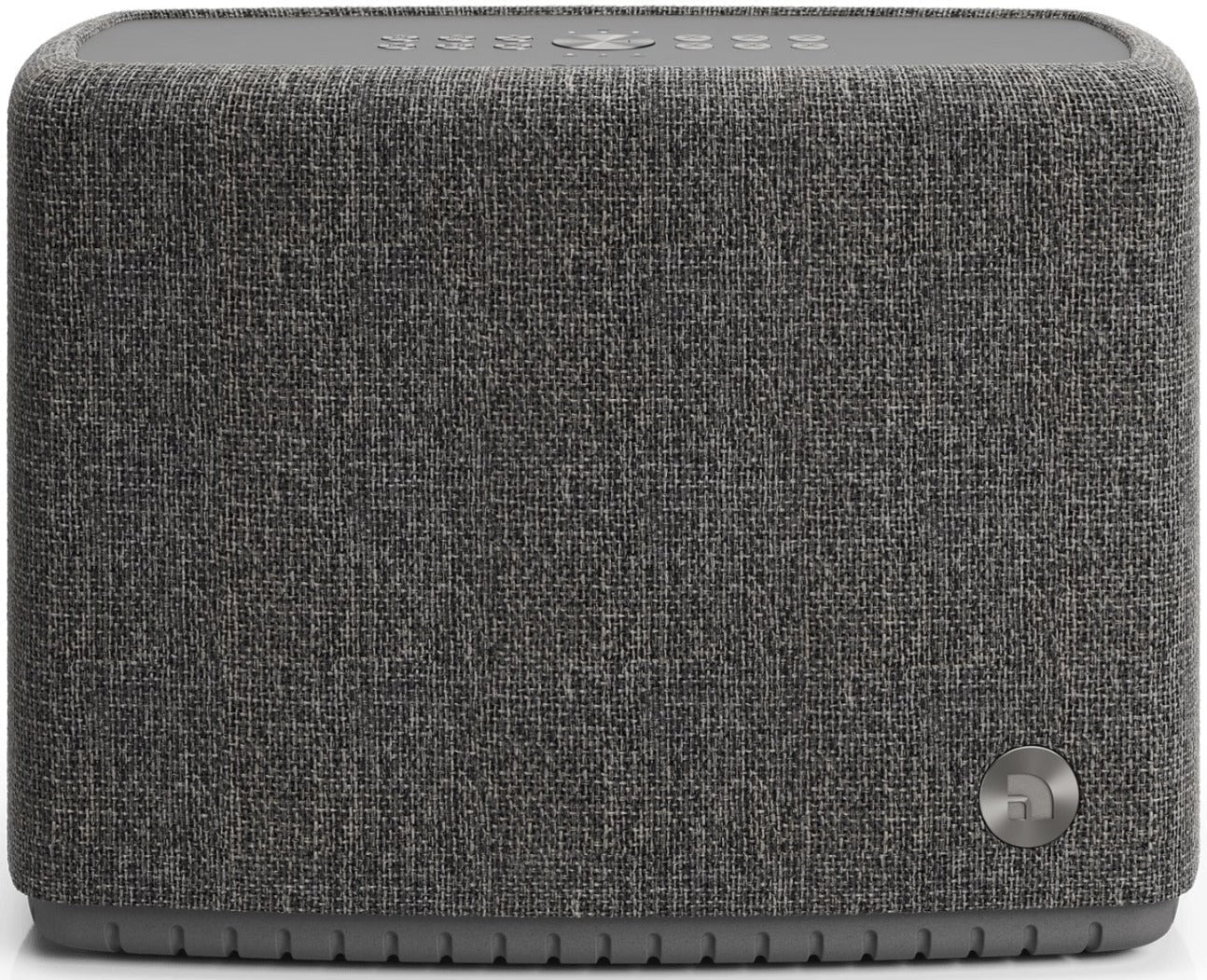 Wireless portable Audio Pro A15 speaker in dark grey with front controls, supporting AirPlay 2, Google Cast, and Chromecast.