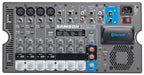Samson XP1000 PA speaker system with mixer head, showing front view of the professional audio equipment.