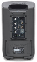 Samson Expedition XP106w PA speaker with rear control panel and input connections, designed for portable audio setups.