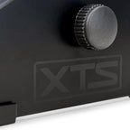 Close-up of the Analog Cases XTS Stand small keyboard stand logo with detailed branding and design elements.