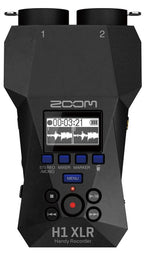 Zoom H1 XLR field recorder, white, rear view.