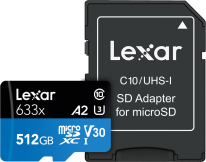 Lexar 633X microSDHC/SDXC (V30) R95/W45 512GB Memory Card (With Adapter)